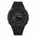 All-black GA-2100 watch with a dark dial and black strap