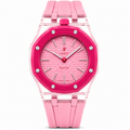 Pink Crush Royal Pop watch with a clear case, pink dial and pink strap