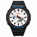 USA GA-2100 watch with a white dial, red and blue accents and black strap