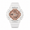White Gold Baby-G watch with a rose-gold-tone dial and white strap