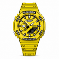 Yellow Animated GA-2100 watch with comic-style black outlines, front view