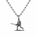 Gunner soldier pendant holding a rifle on a silver-tone ball chain