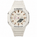 G-SHOCK GA-2100 watch with a beige case and strap and gold-tone hour markers
