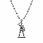 Saluting soldier pendant on a silver-tone ball chain