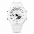 White G-SHOCK GA-2100 watch with a white dial, case and strap