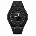Black CasiOak GA-2100 watch with an octagonal black case and black strap