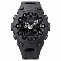 Black GA-V01 watch with a sculpted case, dark dial and black strap