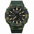 Camo GA-2100 watch with a green camouflage case and dark green strap