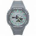Splash Grey GA-2100 watch with mint-green markers and a gray strap