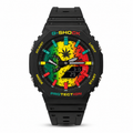 G-SHOCK GA-2100 Z watch with a red, yellow and green graphic dial and black strap