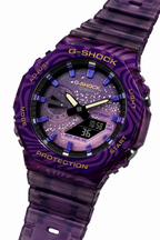 Purple Tiger G-SHOCK GA-2100 watch shown at an angle