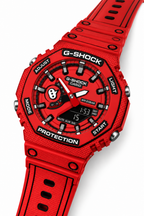 Red Animated GA-2100 watch with comic-style outlines, angled view
