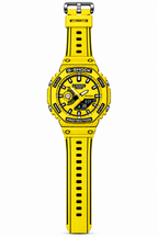 Yellow Animated GA-2100 watch showing its full yellow strap