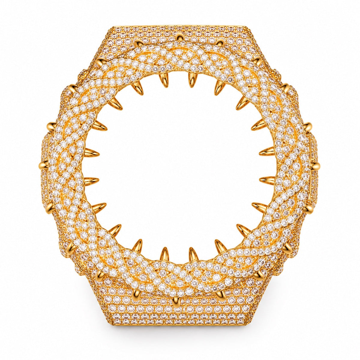 GA-2100 Braided Pavé Bezel — Gold bezel on white background