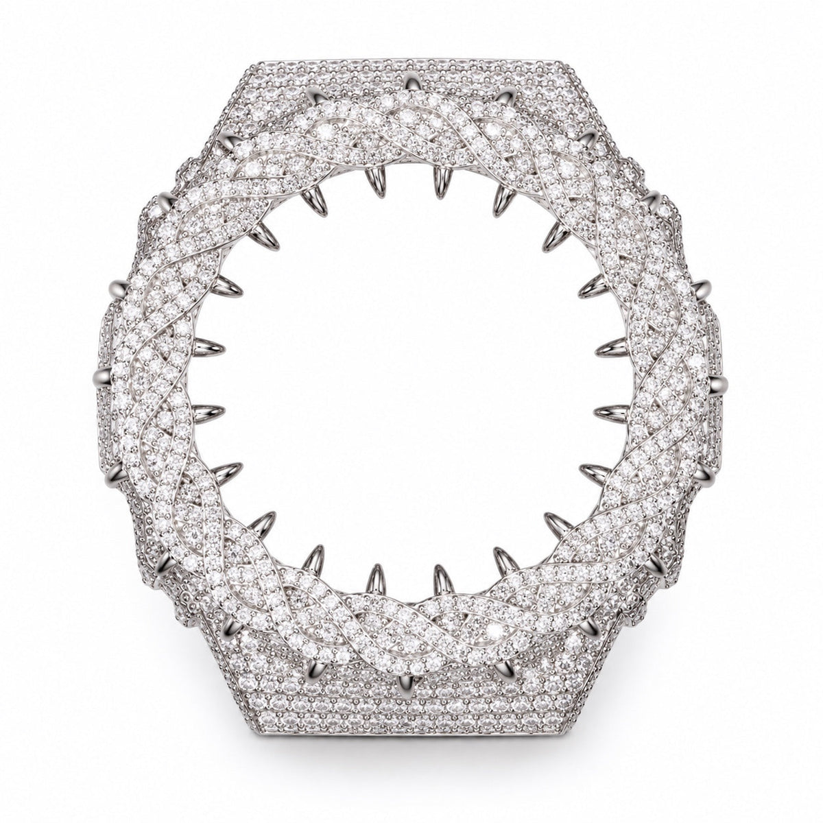 GA-2100 Braided Pavé Bezel — Silver bezel on white background