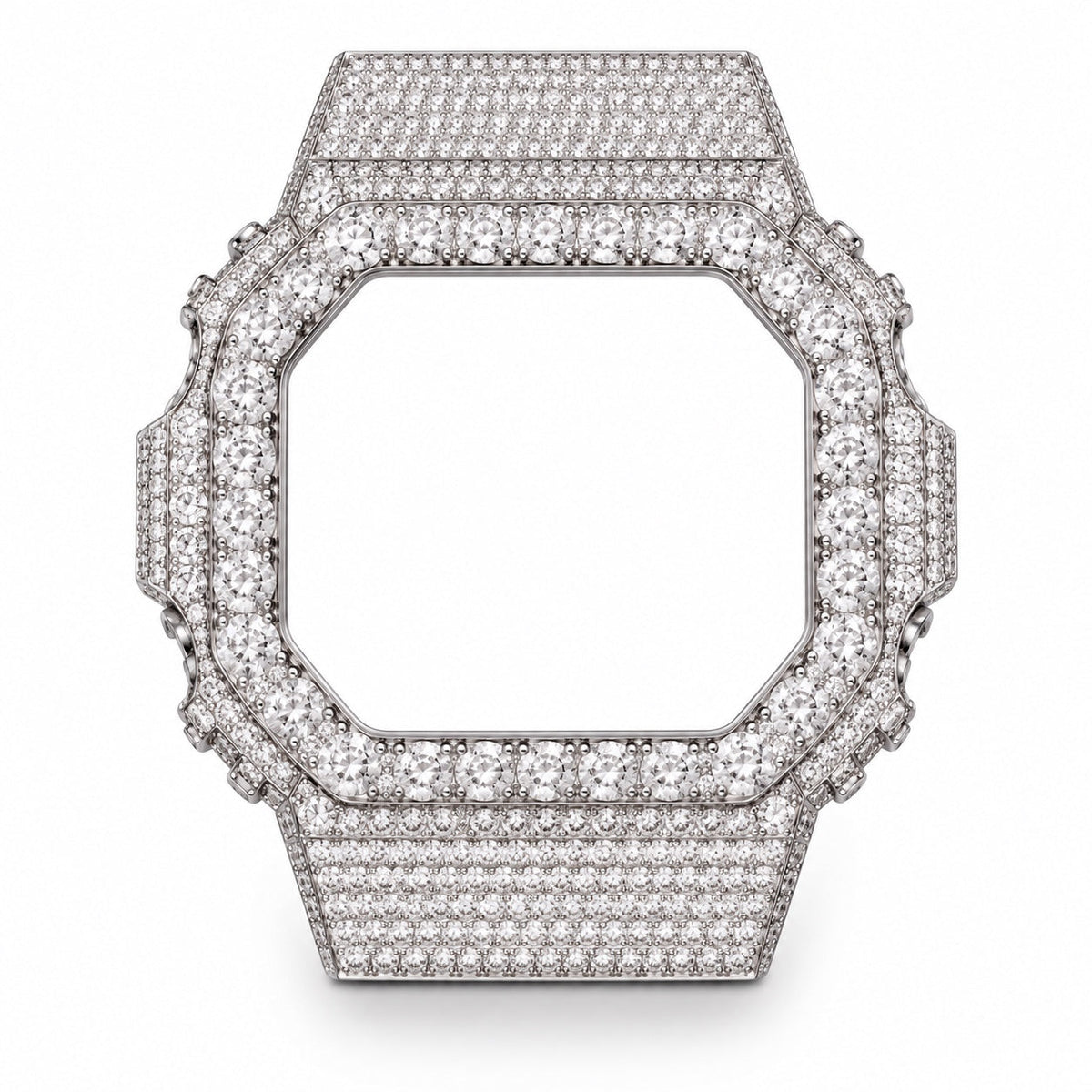 DW-5600 Classic Pavé Bezel — Silver bezel on white background